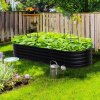 Living and Home Anthracite Oval-Shaped Galvanized Steel Raised Garden Bed, 240cm W x 80cm D x 42cm H