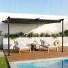 10 x 10FT Outdoor Lean To Retractable Pergola with Canopy
