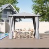3x3M Solar LED Metal Patio Gazebo with Curtains