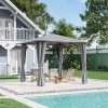 3x3M Solar LED Metal Patio Gazebo with Curtains