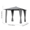 3x3M Solar LED Metal Patio Gazebo with Curtains