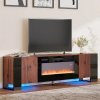 Living and Home Recessed Electric Fireplace TV Stand with Remote Control