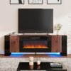 Living and Home Recessed Electric Fireplace TV Stand with Remote Control