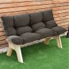 Living and Home Dark Grey Rectangular Tufted Bench Cushion Seat Pad, 120cm W x 80cm D