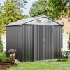 7.83 x 6.1FT Apex Roof Metal Garden Storage Shed with Lockable Door, Grey+White