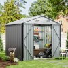 7.83 x 6.1FT Apex Roof Metal Garden Storage Shed with Lockable Door, Grey+White