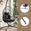 Swing Hanging Egg Chair with Cushion and Headrest, Grey+Black