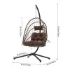 Swing Hanging Egg Chair with Cushion and Headrest, Brown + Black