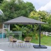 Living and Home 3M Dark Grey Large Square Canopy Rotating Outdoor Cantilever Parasol