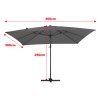 Living and Home 3M Large Square Canopy Rotating Outdoor Cantilever Parasol with Square Fillable Base (Up to 60/80kg filled with water/sand)