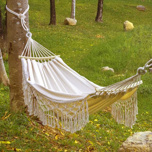 Camping Hanging Canvas Hammock with Balance Spread Bar