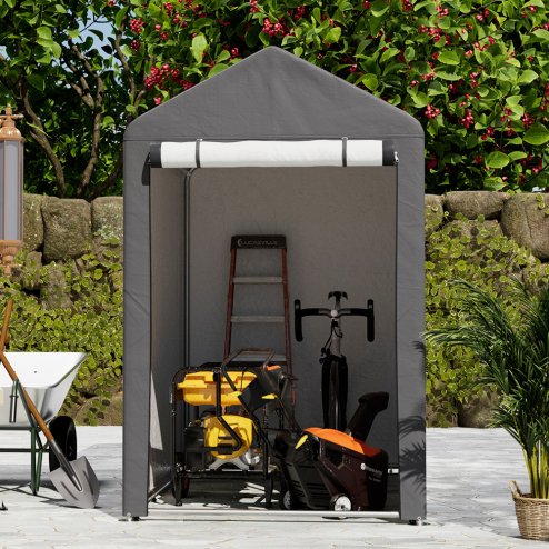 Dark Grey Galvanized Tube Storage Shed