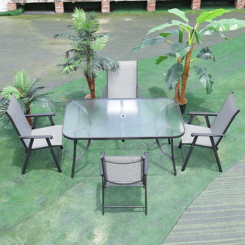 Tempered Glass Outdoor Coffee Table with Parasol Hole Multi Size