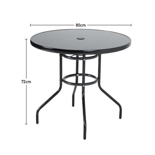 3-Piece Outdoor Tempered Glass Garden Table with Two Foldable Chairs