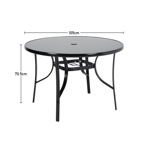 5-Piece Outdoor Tempered Glass Garden Table with Four Rattan Chairs
