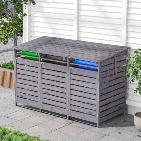 Living and Home Outdoor Spruce Wood Garbage Can Garden Storage Shed