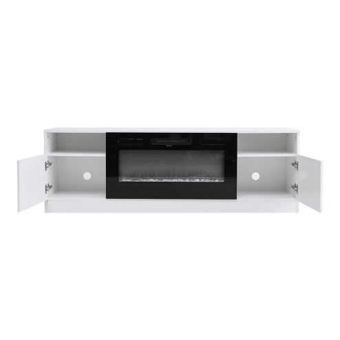 Living and Home Recessed Electric Fireplace TV Stand with Closed Storage