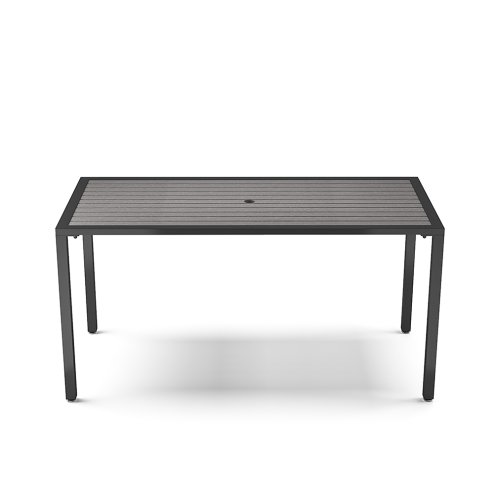 150cm Rectangular Outdoor Dining Table with Parasol Hole Grey