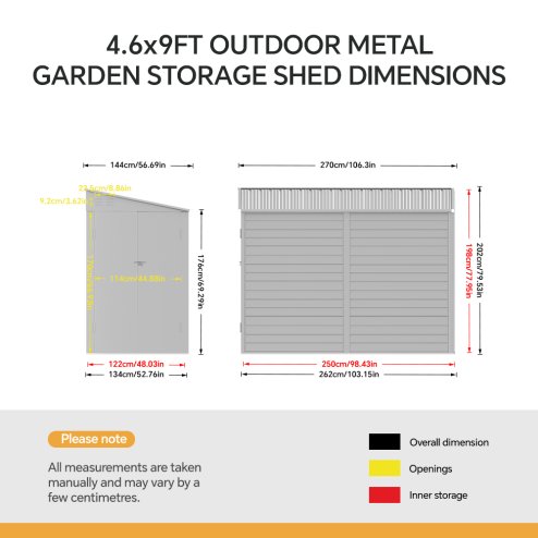 Living and Home 4.7x8.8FT Outdoor Metal Garden Storage Shed, White