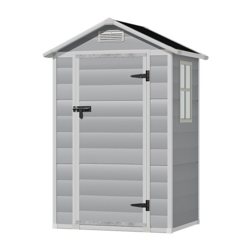 Living and Home 4 x 3FT Apex Roof Garden Plastic Storage Shed with Lockable Door