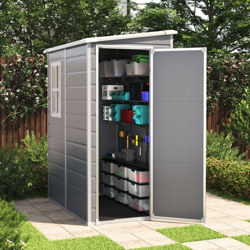 Living and Home 5 x 4FT Garden Plastic Storage Shed with Lockable Door