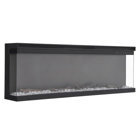 Living and Home 60inch Recessed and Freestanding Electric Fireplace with Remote Control Wall Inset Fire 3 Sided Panoramic