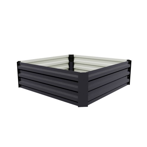 Living and Home Anthracite Galvanised Steel Raised Garden Bed, 100cm W x 100cm D x 30cm H