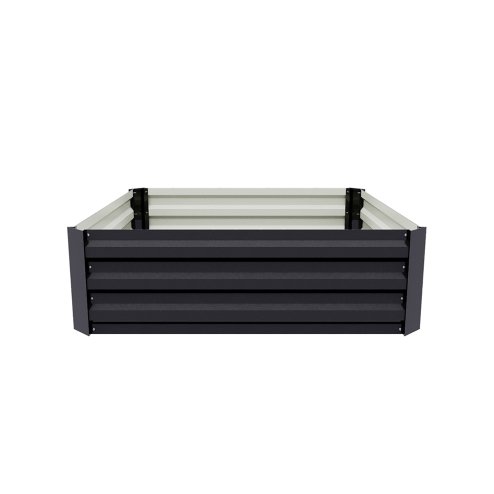 Living and Home Anthracite Galvanised Steel Raised Garden Bed, 100cm W x 100cm D x 30cm H