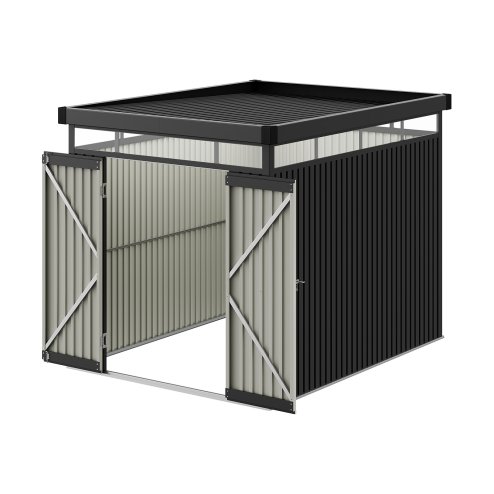 Living and Home 2 X 2.6 X 2M Metal Garden Tool Shed, Charcoal Black