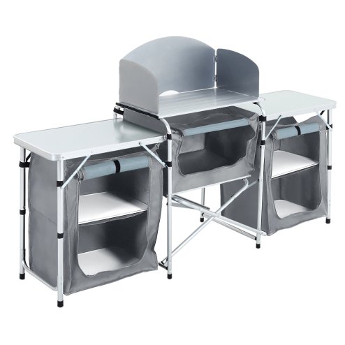 Living and Home Portable Outdoor Camping Kitchen Unit with Storage Shelves