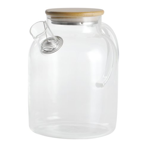 Living and Home 1800ML Clear Glass Teapot Stovetop Safe with Bamboo Lid
