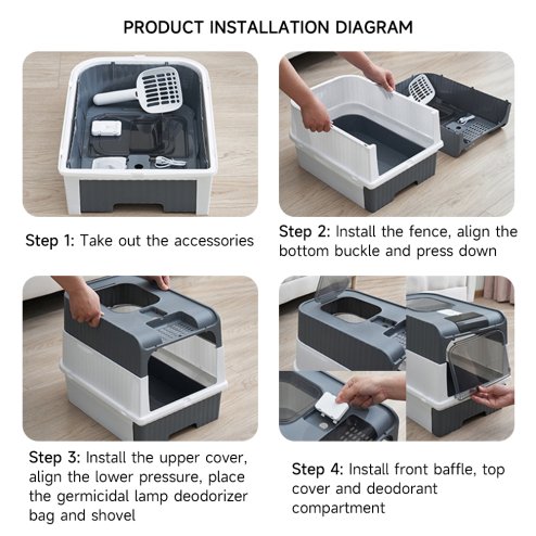 Living and Home Fully Enclosed Cat Litter Box with UV Sterilisation