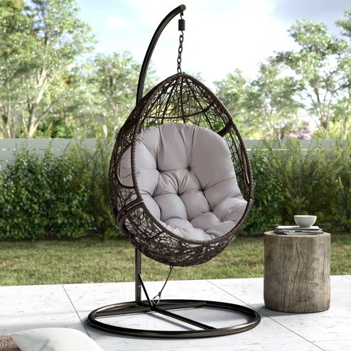 Living and Home Light Grey Thick Hanging Chair Cushion, 80cm W x 108cm H