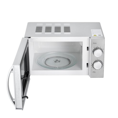 700W 20L Stainless Steel Microwave 6 Power Levels with Defrost Function, Freestanding