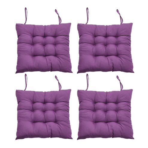 Living and Home 4Pcs Soft Thicken Tatami Seat Cushions Dark Purple, 40cm W x 40cm D x 5cm H