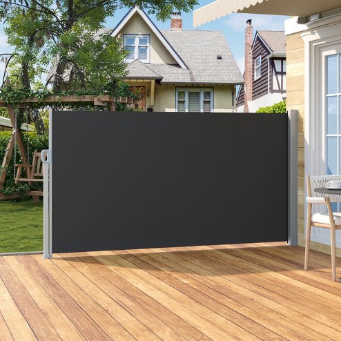 Living and Home 300cm L x 160cm W Grey Outdoor Retractable Privacy Side Awning