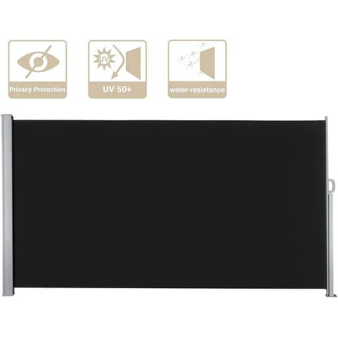 Living and Home 300cm L x 160cm W Grey Outdoor Retractable Privacy Side Awning