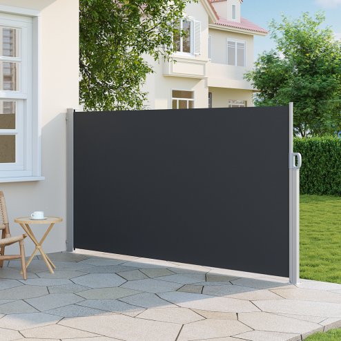 Living and Home 300cm L x 160cm W Grey Outdoor Retractable Privacy Side Awning
