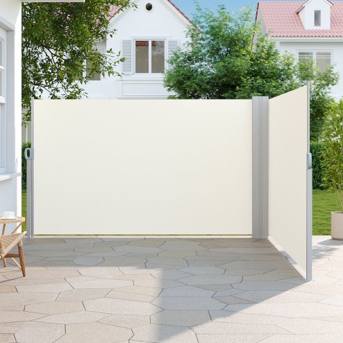 Living and Home 600cm L x 180cm W Outdoor Retractable Privacy Side Awning, Beige