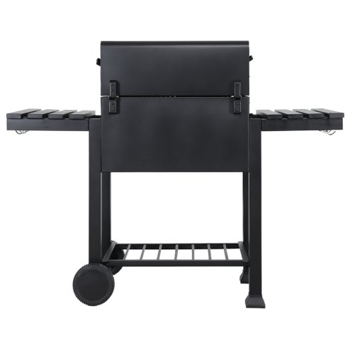 Living and Home Portable Outdoor Charcoal BBQ Grill with Side Shelves