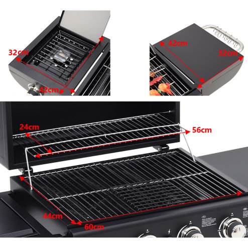 Living and Home 5-Burner Outdoor Gas Burner with Side Burner Gas Gill