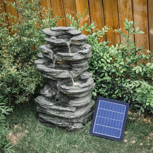 Living and Home Garden Water Feature Outdoor LED Waterfall Fountain Rockery Decor