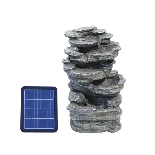 Living and Home Garden Water Feature Outdoor LED Waterfall Fountain Rockery Decor