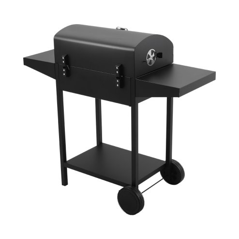 Living and Home Outdoor Carbon Steel Garden Charcoal Grill with Shelf and Wheels