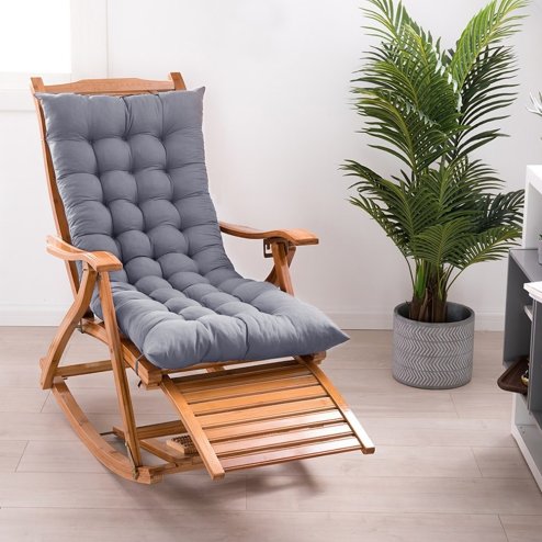 Living and Home Grey Non-slip Sun Lounger Cushion for Garden Patio, 125cm(W) x 48cm(D)