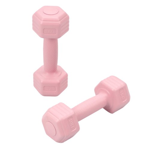 Living and Home Pair of 1kg Hex Dumbbells with Non-slip Grip