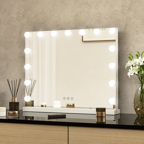 Living and Home Rectangle Tabletop Hollywood Vanity Mirror with Lights