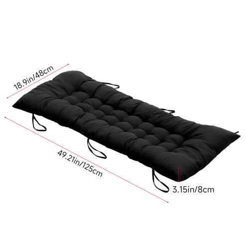 Living and Home Black Non-slip Sun Lounger Cushion for Garden Patio, 125cm(W) x 48cm(D)