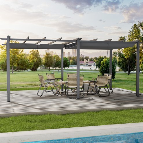 6x3M Aluminum Patio Pergola with Canopy