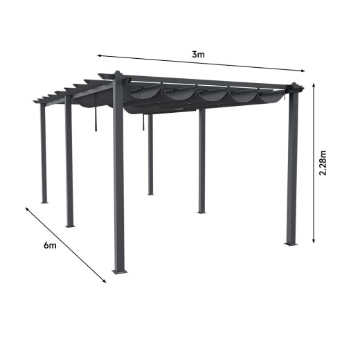 6x3M Aluminum Patio Pergola with Canopy